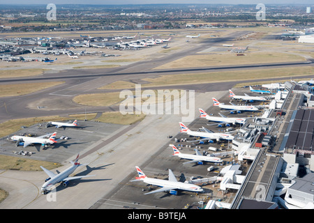 Aerial view of London Heathrow Airport and Terminal 4 Stock Photo