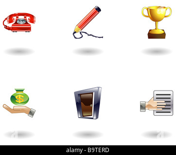 A set of glossy business and office icons Stock Photo