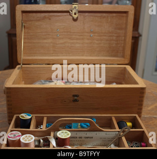 A sewing box made of Red Oak Stock Photo