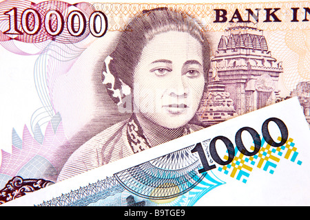 Money currency detail of Indonesian banknotes Stock Photo