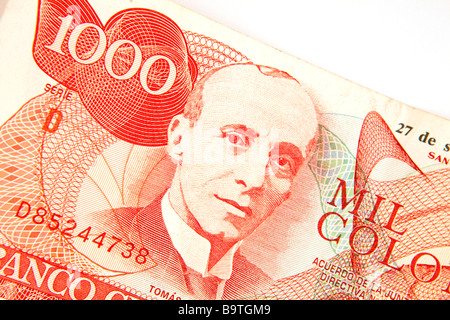 Money currency detail of 1000 Colones Costa Rican banknote Stock Photo