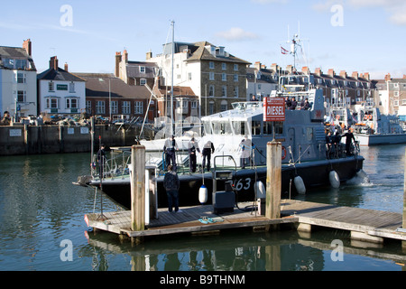 P163 HMS Express (P163) is an Archer-class P2000-type patrol and training vessel of the British Royal Navy- weymouth harbour Stock Photo