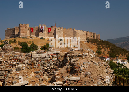 Ayasuluk Castle sitting on a hill top overlooking Selcuk Turkey Stock Photo