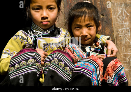 Cute Akha / Hani ( Hani is the minority name in China ) children. Stock Photo