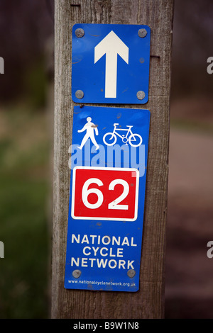 trans pennine trail sign at a gate on the trans pennine trail near Chorlton, Manchster, UK. Stock Photo