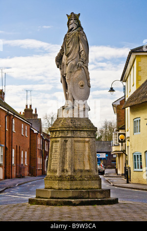 The statue of King Alfred the Great in the centre of the village of Pewsey in Wiltshire England UK Stock Photo