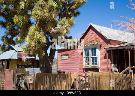 Ramshackle buildings in the Wild West Mining Town of Chloride, Arizona, USA Stock Photo