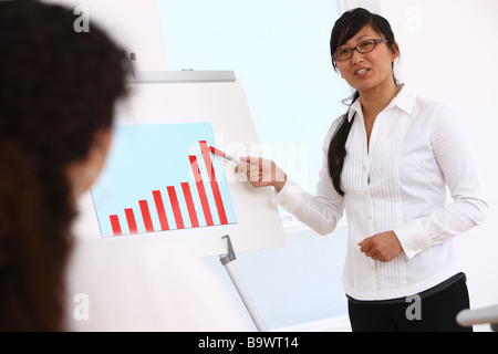 Businesswoman presenting chart Stock Photo