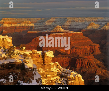 Winter Sunrise at Maricopa Point on South Rim of Grand Canyon National Park Arizona Stock Photo