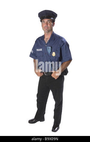 Police officer isolated on white Stock Photo