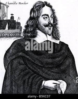 KING CHARLES I of England with a miniature of scaffold on which e was executed on 30 January 1649 Stock Photo