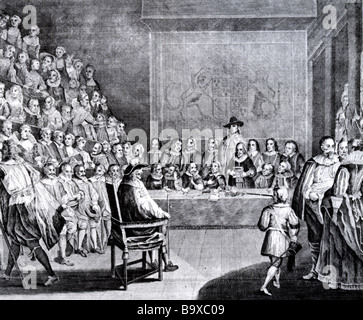 TRIAL OF KING CHARLES I on 4 January 1649 in the House of Commons Stock Photo