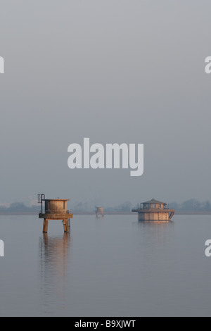 towers at Queen Mother Reservoir, Datchet, Berkshire, England Stock Photo