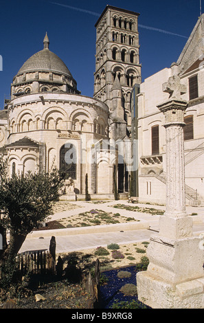 Angouleme SW France, the apse, dome and belfry of the cathedral, the Museum of Angouleme and its garden. Stock Photo