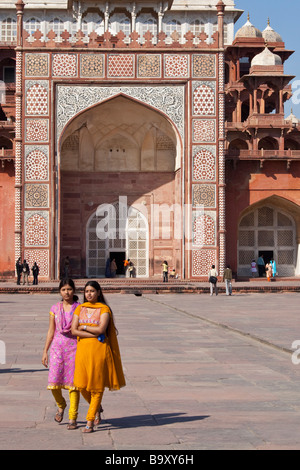 Two Young Indian Women at Akbars Tomb in Agra, India