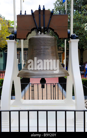 Replica of Liberty Bell in Liberty Square area at Walt Disney Magic Kingdom Theme Park Orlando Florida Central Stock Photo