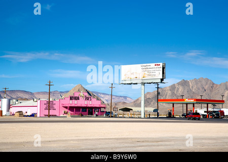 landscape and remote gas station and club in Nevada USA Stock Photo