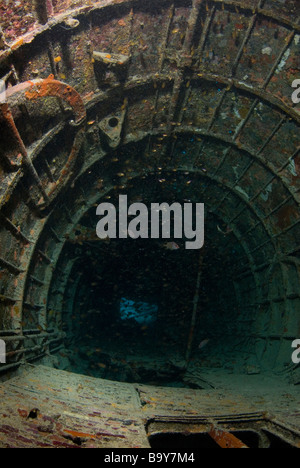 Interior of the Betty Bomber in Truk Lagoon in Micronesia Stock Photo