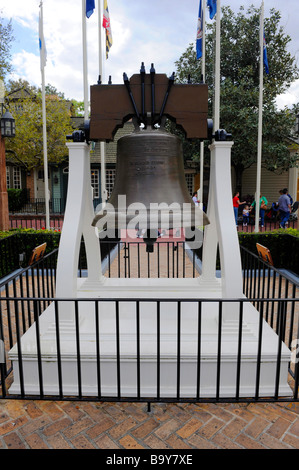 Replica of Liberty Bell in Liberty Square area at Walt Disney Magic Kingdom Theme Park Orlando Florida Central Stock Photo