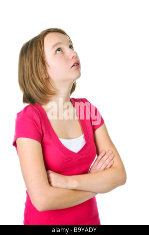 Teenage girl rolling her eyes in frustration Stock Photo