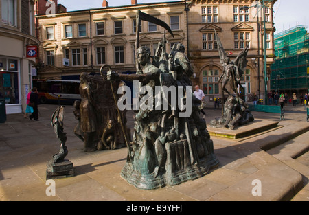 Chartist sculpture outside the Westgate Hotel in Newport South Wales UK Stock Photo