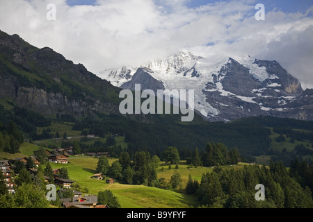 Jungfrau mountain from Wengen Alps Switzerland Stock Photo