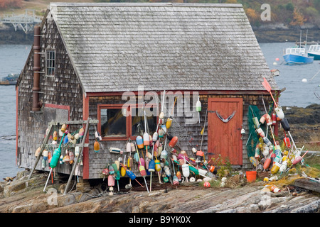 Fishing shack in Mackerel Cove Maine Stock Photo