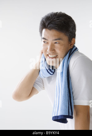 A man wiping off the sweat Stock Photo