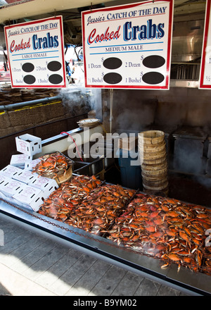 Cooked Crabs from the wharf,  water front seafood vendors Stock Photo