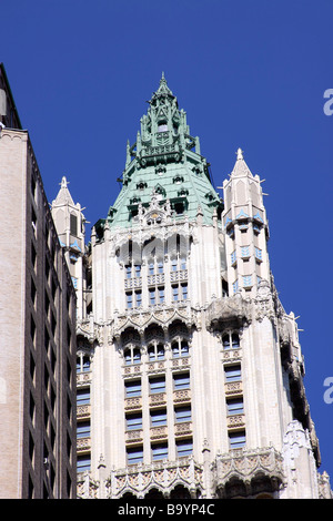 Top of the F. W. Woolworth building, lower Manhattan, New York CIty, USA Stock Photo