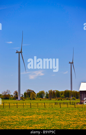 Windmills on the Bruce Peninsula Ontario Canada Stock Photo