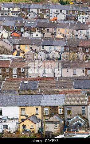 Typical terraced housing in the Rhondda Valley South Wales UK Stock Photo