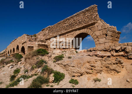 The Roman Aqueduct in Caesarea Israel Stock Photo