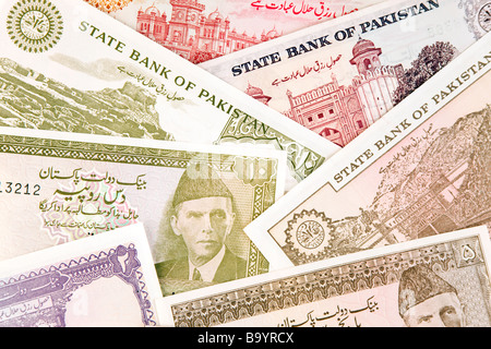 Money currency detail of Pakistani banknotes Stock Photo