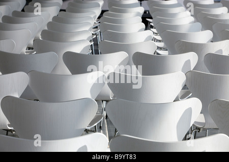Rows of whit chairs set out for a reception Birmingham England UK Stock Photo