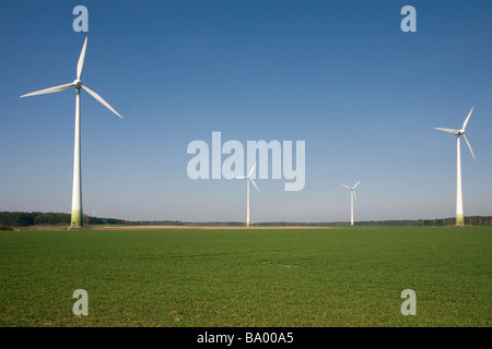 Wind Turbines, Klosterfelde, Brandenburg, Germany Stock Photo