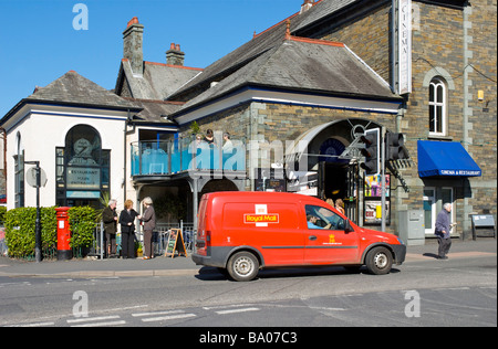 Royal Mail van & Zeffirelli's Cinema and restaurant, Compston Road, Ambleside, Lake District National Park, Cumbria, England UK Stock Photo