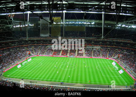 England playing at Wembley Football Stadium at night, Wembley, London, England, United Kingdom Stock Photo