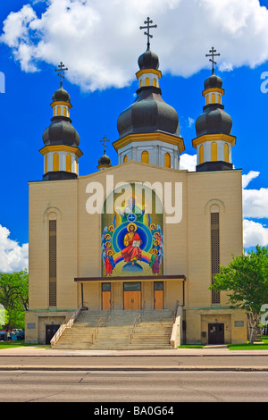 Facade of the Holy Trinity Ukrainian Orthodox Metropolitan Cathedral City of Winnipeg Manitoba Canada Stock Photo