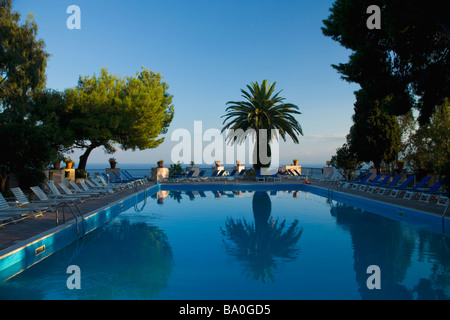 Excelsior Palace Hotel outdoor swimming pool Taormina Sicily Italy Europe EU Stock Photo