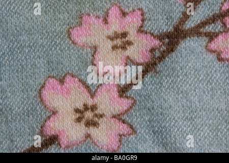 Close up of a floral design on fabric - asian style Stock Photo