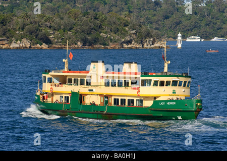 Sydney ferry on Sydney Harbour. This example is Lady Herron, one of the last of the Lady Class. Stock Photo