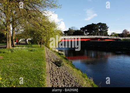 Bridge over the River Taff viewed from Bute Park, Cardiff, Glamorgan, South Wales, U.K. Stock Photo