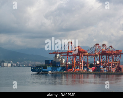 Vancouver British Columbia Port of Vancouver container port on an overcast day. Stock Photo