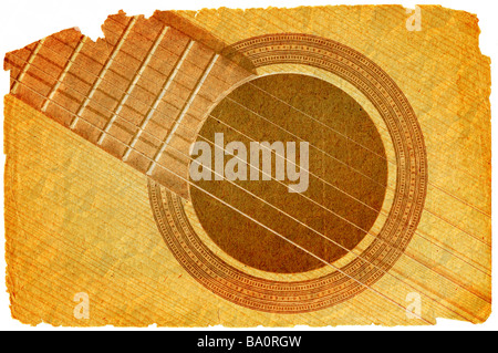 acoustic guitar in grunge style Stock Photo