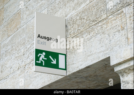 exit sign at Olympiastadium Berlin Stock Photo