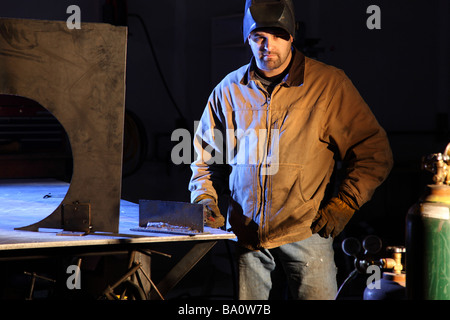 Portrait of metal worker in shop Stock Photo