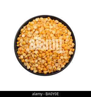 yellow split peas in bowl Stock Photo