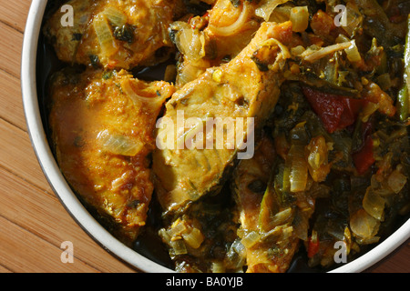 Andhra Chepala Pulusu is a traditional fish pulusu in which fish is cooked in tamarind juice and masala Stock Photo