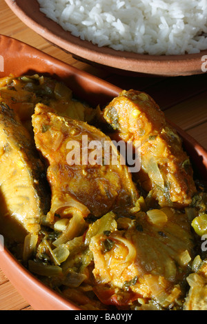 Andhra Chepala Pulusu is a traditional fish pulusu in which fish is cooked in tamarind juice and masala Stock Photo